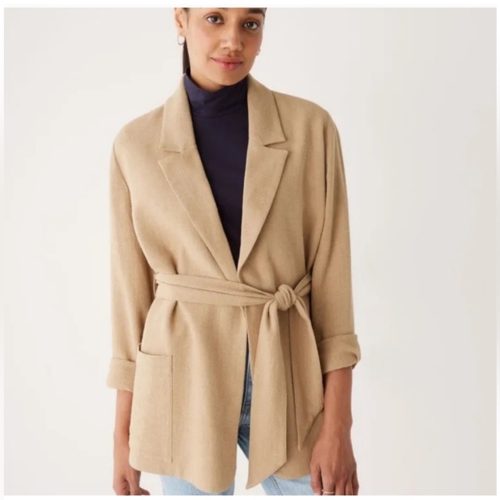 Frank & Oak Linen blend Belted Jacket Blazer